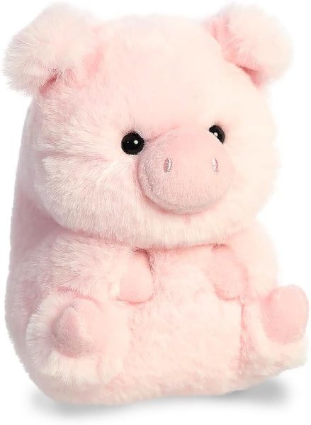 Aurora® Round Rolly Pet™ Prankster Pig™ Stuffed Animal - Adorable Companions - On-The-Go Fun - Pink 5 Inches