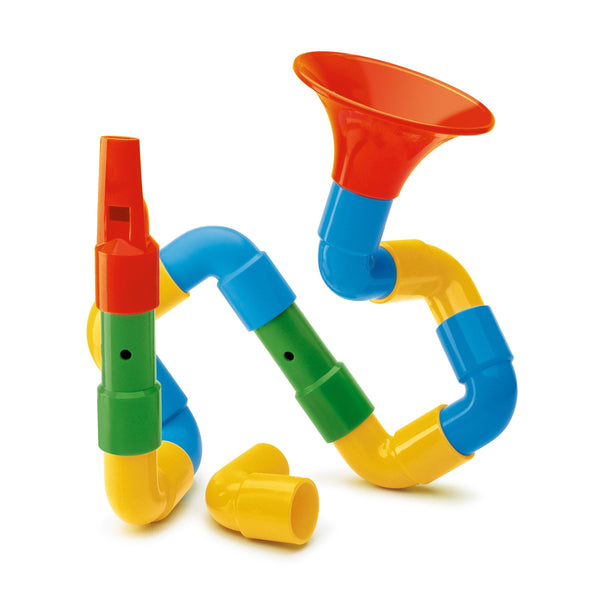 Quercetti Saxoflute - 16 Piece Build Your Own Instrument Toy, Tube Construction Musical Building Set, Toddler & Kids 2+