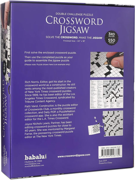 Dual Challenge Crossword Jigsaw Puzzle 3rd Edition - 2 in 1 Fun Educational Interactive Brain Building for Adults & Families, 550 Pieces
