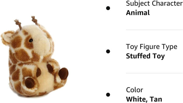 Aurora® Round Rolly Pet™ Giminy Giraffe™ Stuffed Animal - Adorable Companions - On-The-Go Fun - Brown 5 Inches