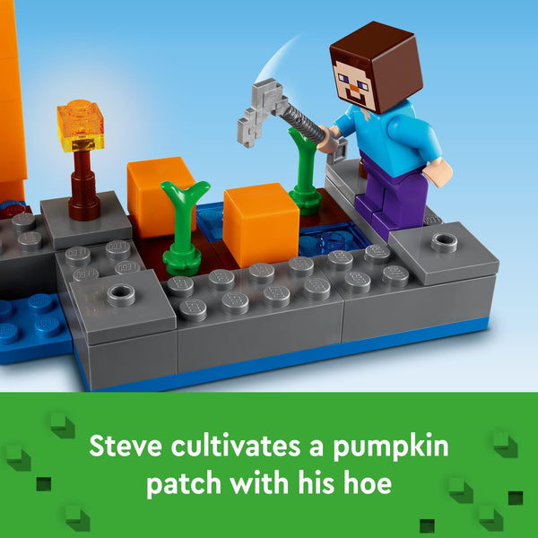 LEGO Minecraft The Pumpkin Farm - Building Toy for Kids Age 8+ - Toy for Boys, Girls, & Gamers W/Steve Minifigure, Witch, & More - 21248