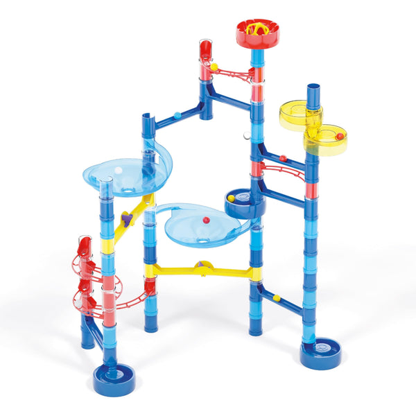 Quercetti - Migoga Run - Ocean - 93pc Marble Ball Run, Track Building Toy, Slide-Bridges-Spirals-Pipes, Colorful STEM Construction Playset, Kids 5+