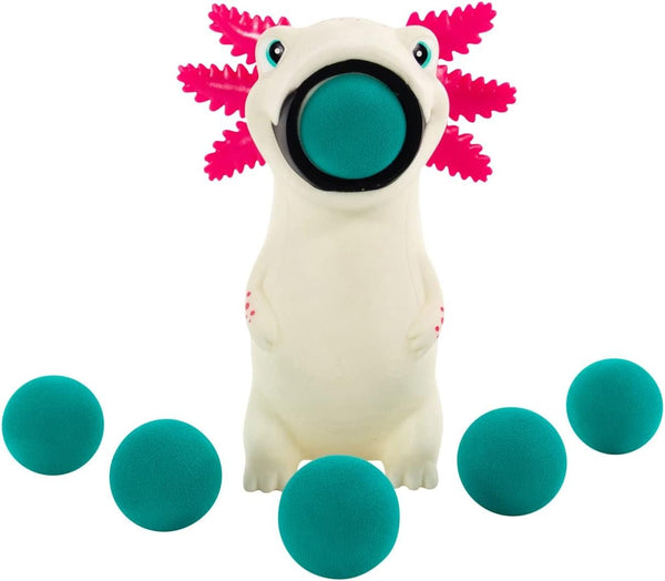 Hog Wild Axolotl Fish Popper Toy - Pop Foam Balls Up to 20 Feet - 6 Balls Included - Age 4+