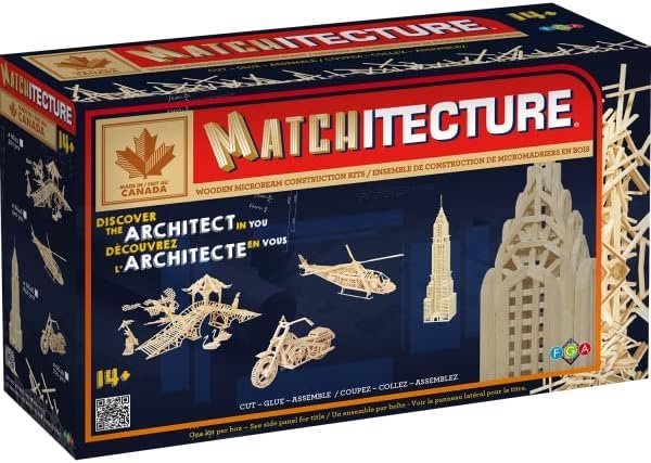 Matchitecture - Chrysler Building - Wooden Beam Construction Kit - Cut, Glue and Assemble to Create a 3D Design - 850 Pieces, 1+ Players Ages 14+