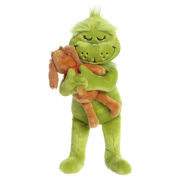 Aurora Dr. Seuss Holiday Hugs Grinch & Max 9" Plush Toy, Soft Whimsical Christmas Stuffed Animal Gift