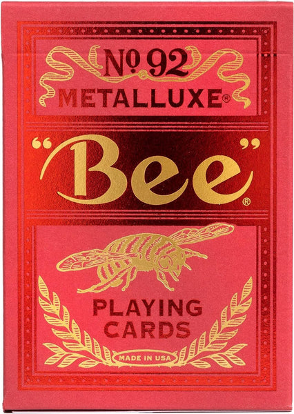 Bee Metalluxe Premium Playing Cards - Red Foil Diamond Back, Poker Size Standard Index
