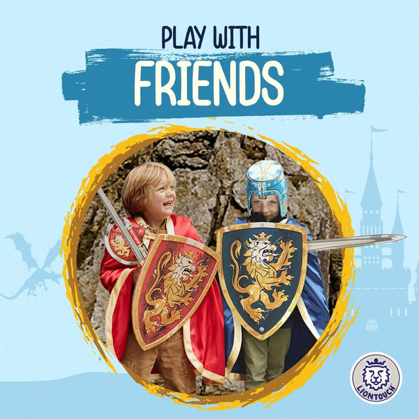 Liontouch - Noble Knight Cape for Boys, Blue | Age 3-8 Years - One Size Fits All | Medieval Pretend Play Toy Cloak for Kids | Dress Up, Fancy Dresses, Cosplay & Royal Knight Costume Accessory