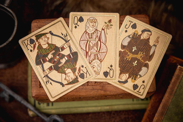 Kings Wild Project Robin Hood Luxury Playing Cards - Standard Edition, Poker Size, Custom Index, Hand‑Drawn Bayeux Tapestry‑Style Artwork