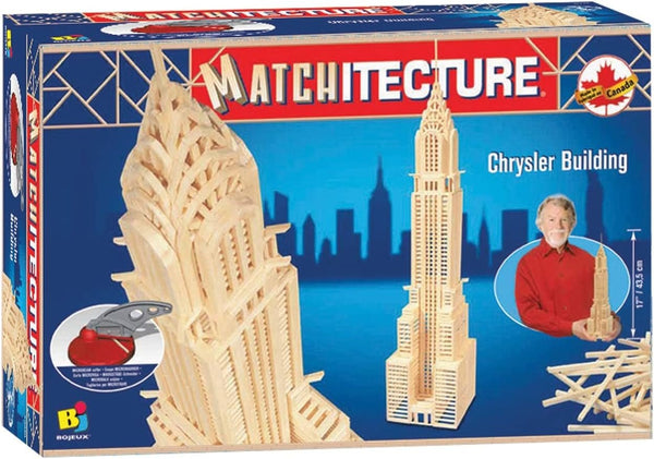 Matchitecture - Chrysler Building - Wooden Beam Construction Kit - Cut, Glue and Assemble to Create a 3D Design - 850 Pieces, 1+ Players Ages 14+