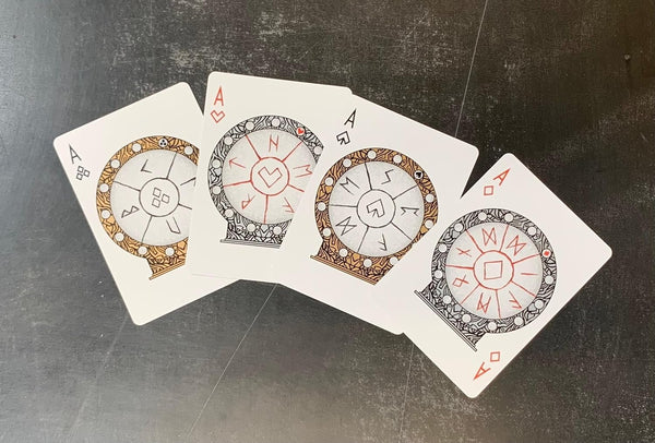 Runes v2 Bicycle Playing Cards: Elder Futhark Nordic Rune Deck - Viking Runes Theme with decoder Key - Perfect for Card Night Fun with Rune Cards