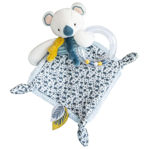 Doudou et Compagnie Yoca the Koala Blanket with Rattle in Gift Box - 22 cm Baby Comforter & Educational Soft Toy - Ideal Newborn Gift for Baby Boy or Girl (DC3666)
