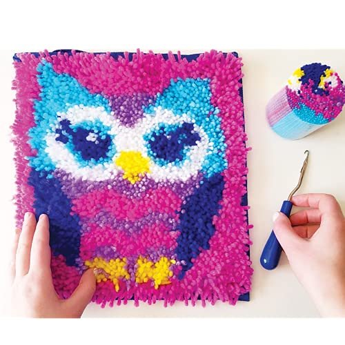 LatchKits – Owl Latch Hook Kit – Easy-to-Learn Craft Project – No Sewing Or Cutting – For Ages 6+