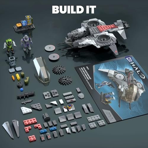 Mega Halo UNSC Arctic Burn Wasp with 342 Pieces and 2 Poseable Figures, Action Figure Building Toy for Collectors