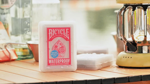 Bicycle Waterproof Clear Playing Cards - 6-Pack of Red Rider Back Plastic Decks, 30% Recycled Material, Rinseable, Perfect for Pool, Beach, Camping & Party Games