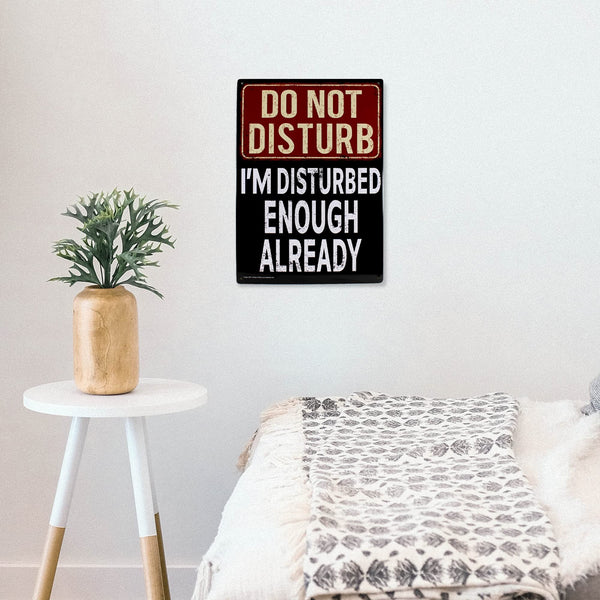 Do Not Disturb Metal Sign - Easy-to-Hang Wall Decor - Fun Tin Signs for Man Cave - Metal Dorm Room Decorations, Garage Signs, and Man Cave Signs