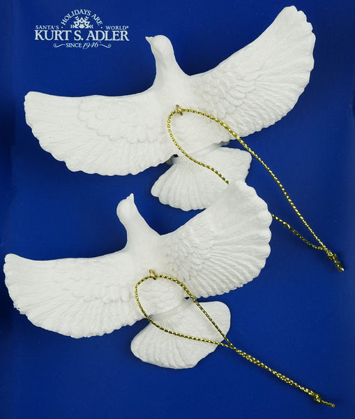 Kurt Adler 4.5" Resin Friendship Dove Ornament Set of 2