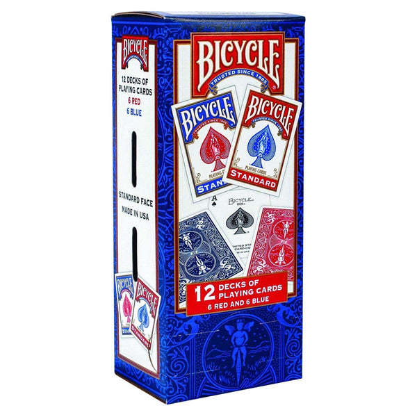 Bicycle Standard Playing Cards, Poker Size Standard Index, 12 Pack (6 Blue, 6 Red)
