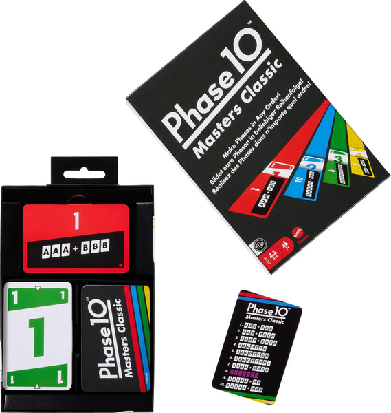 Mattel Games Phase 10 Masters Classic Card Game Including 60 Phase Target Cards That Can Be Played in Any Order for 2 to 6 Players