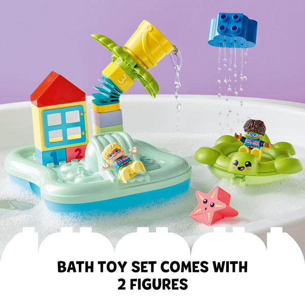 LEGO DUPLO Town Water Park 10989 Educational Building Bath Toy Set for Toddlers Ages 2+, Features a Floating Turtle Ring and Water Bucket to Encourage Imaginative Play in The Bath