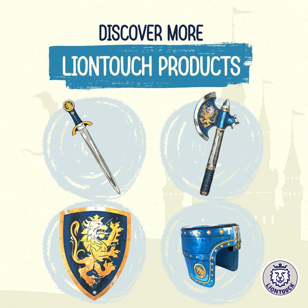 Liontouch - Noble Knight Cape for Boys, Blue | Age 3-8 Years - One Size Fits All | Medieval Pretend Play Toy Cloak for Kids | Dress Up, Fancy Dresses, Cosplay & Royal Knight Costume Accessory