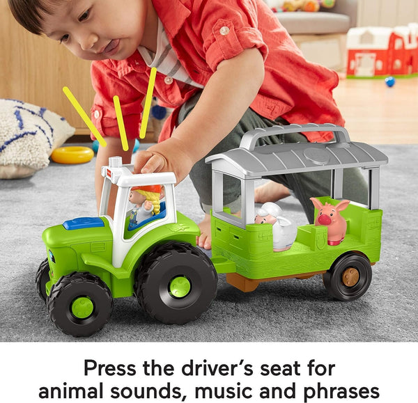 Fisher-Price Little People Toddler Musical Toy Caring for Animals Tractor Farm Vehicle & 3 Figures for Ages 1+ Years