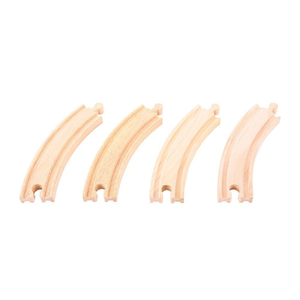 Bigjigs Rail Long Curves (Pack of 4) - Other Major Wooden Rail Brands are Compatible
