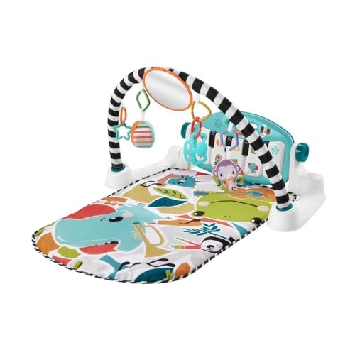Fisher-Price Glow And Grow Kick & Play Piano Gym Baby Playmat With Musical Learning Toy, Blue