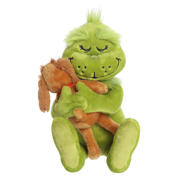 Aurora Dr. Seuss Holiday Hugs Grinch & Max 9" Plush Toy, Soft Whimsical Christmas Stuffed Animal Gift