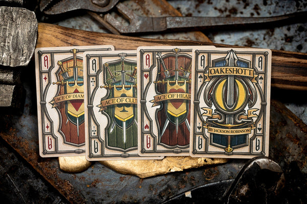 Kings Wild Project Oakeshott Luxury Playing Cards – Standard Edition, Poker Size, Custom Index, The Art of the Blade Medieval Sword Collectible Deck