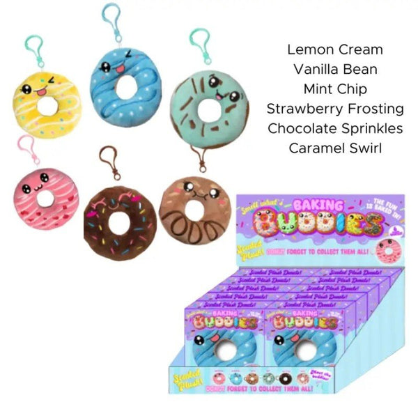 Kalan Baking Buddies Caramel Swirl Donut Scented Plush Bag Clip – Cute Clip-On Keychain, Soft Donut Plushie with Sweet Caramel Aroma – Collectible Accessory for Kids & Teens