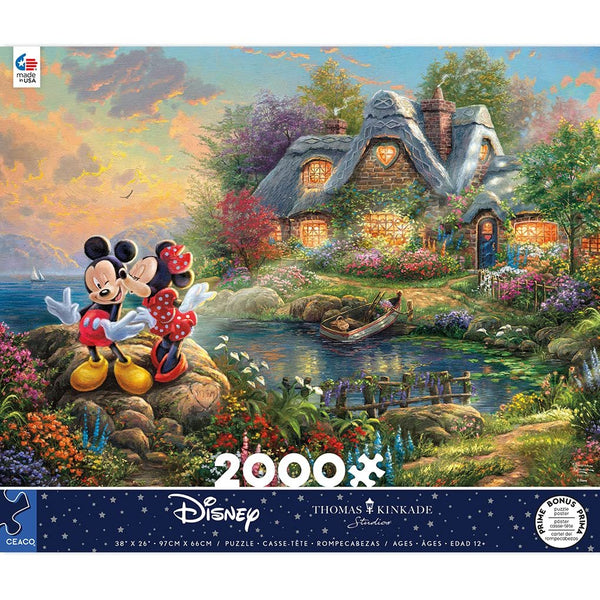Ceaco - Thomas Kinkade - Disney Dreams Collection - Mickey and Minnie Sweetheart Cove - 2000 Piece Jigsaw Puzzle