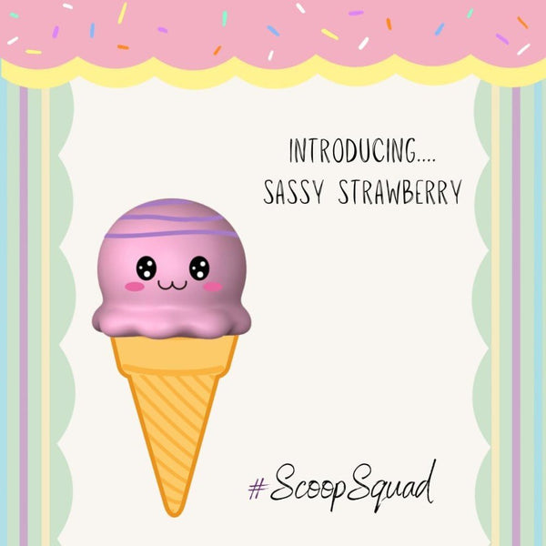 Kalan Scoop Squad Sassy Strawberry - Cute Squishy Ice Cream Scoop Toy, Stress Relief Fidget Squeeze Toy for Kids & Adults
