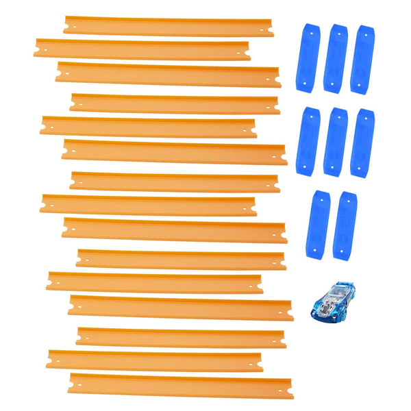 Hot Wheels Track Builder Straight Track with Car, 15 Feet - Styles May Vary, Orange and Blue (BHT77)