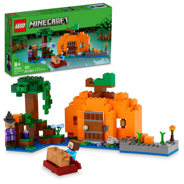 LEGO Minecraft The Pumpkin Farm - Building Toy for Kids Age 8+ - Toy for Boys, Girls, & Gamers W/Steve Minifigure, Witch, & More - 21248