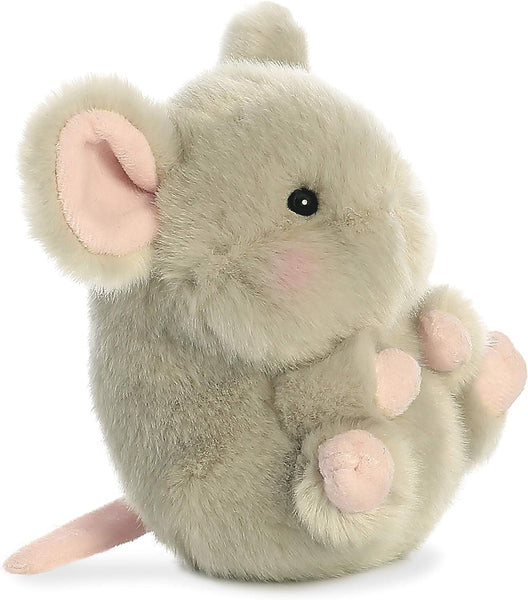 Aurora® Round Rolly Pet™ Frisk Mouse™ Stuffed Animal - Adorable Companions - On-The-Go Fun - Gray 5 Inches