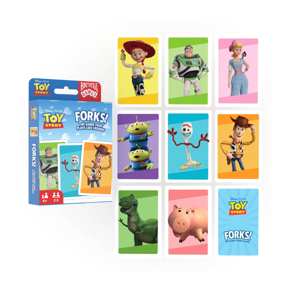 Bicycle Disney and Pixar Forks, Kids Card Game That Plays Like Spoons, Featuring Toy Story Characters Woody, Forky, Jessie & Alien, Ages 4+, 2-5 Players