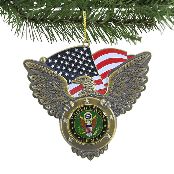 Kurt S. Adler U.S. Army Seal Christmas Ornament (AM9211) - Metal Eagle Ornament with U.S. Army Seal, 3.5-4" Patriotic Military Holiday Decoration