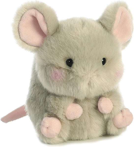 Aurora® Round Rolly Pet™ Frisk Mouse™ Stuffed Animal - Adorable Companions - On-The-Go Fun - Gray 5 Inches