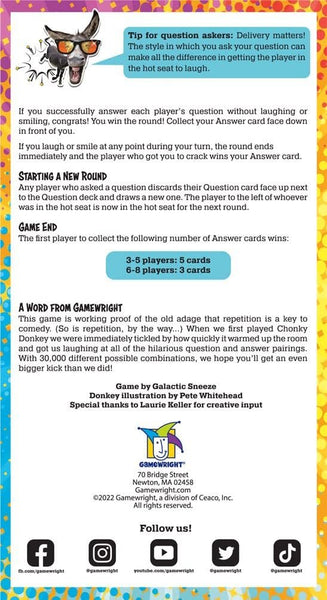 Gamewright - Chonky Donkey - A Kickin' Party Game, 3-8 Players Ages 12+