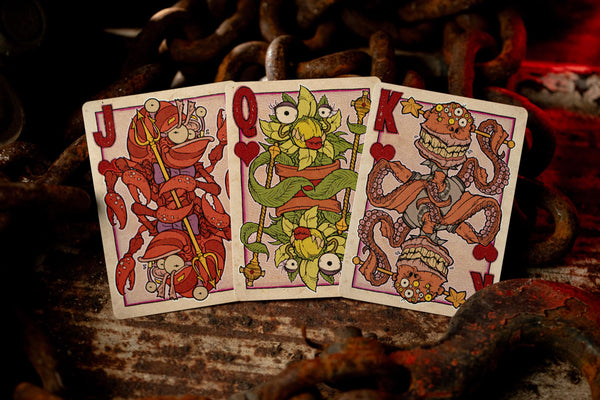 Kings Wild Project Overbite Red Luxury Playing Cards, Standard Edition, Poker Size Custom Index Deck, Monster-Themed Collectible Cards