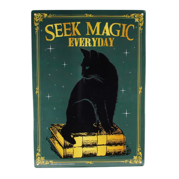 Seek Magic Everyday Metal Sign - Fun Tin Signs for Man Cave - Metal Dorm Room Decorations, Garage Signs, and Man Cave Signs