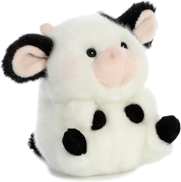 Aurora® Round Rolly Pet™ Daisy Cow™ Stuffed Animal - Adorable Companions - On-The-Go Fun - White 5 Inches