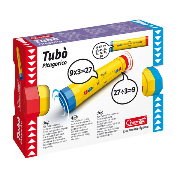 Quercetti Tubo Educational Toy for Learning Multiplication and Division Tables - Kids Practice and Learn Math Equations by Turning The Knobs - for Ages 5 Years and up