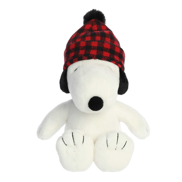 Aurora® Festive Peanuts® Winter Plaid Snoopy Stuffed Animal - Classic Characters - Lasting Memories - White 11 Inches
