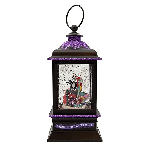 Disney Kurt Adler 9-Inch Battery-Operated Nightmare Before Christmas Jack and Sally Spinning Musical Light-Up Lantern Table Piece, No Size, Multi Color