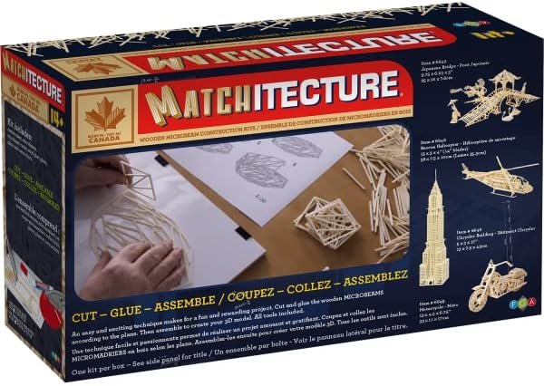 Matchitecture - Chrysler Building - Wooden Beam Construction Kit - Cut, Glue and Assemble to Create a 3D Design - 850 Pieces, 1+ Players Ages 14+
