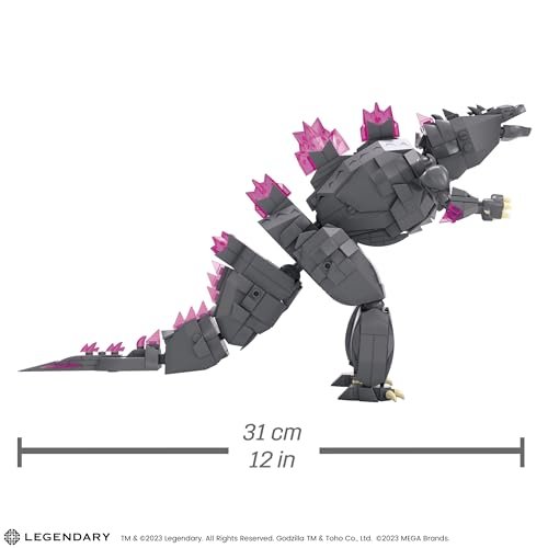 Mega Godzilla x Kong The New Empire Building Set Action Figure Godzilla with 543 Pieces and Accessories, 8 Inches Tall, for Adult Collectors, Ages 13+
