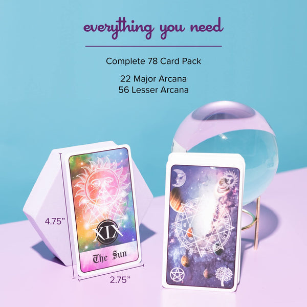Kalan Tarot Cards Set - Complete Set of Tarot Cards for Beginners and Experts Alike - Celestial - 2.75" W x 4.75" L