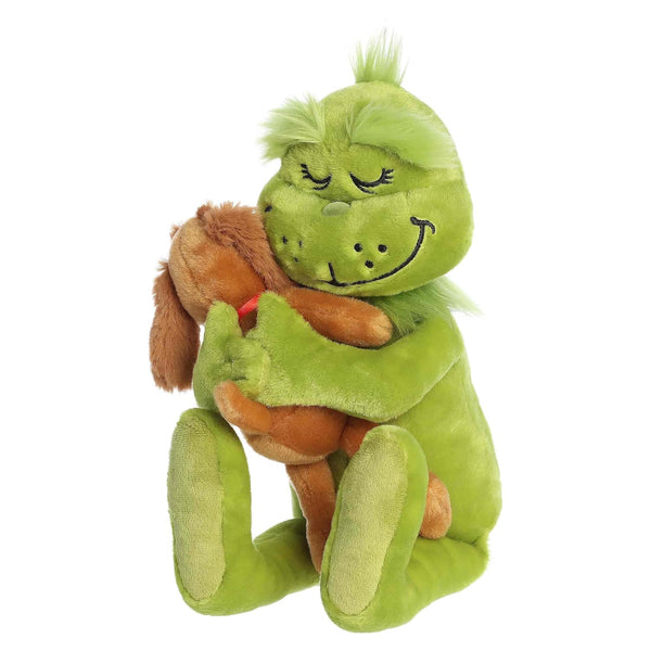 Aurora Dr. Seuss Holiday Hugs Grinch & Max 9" Plush Toy, Soft Whimsical Christmas Stuffed Animal Gift