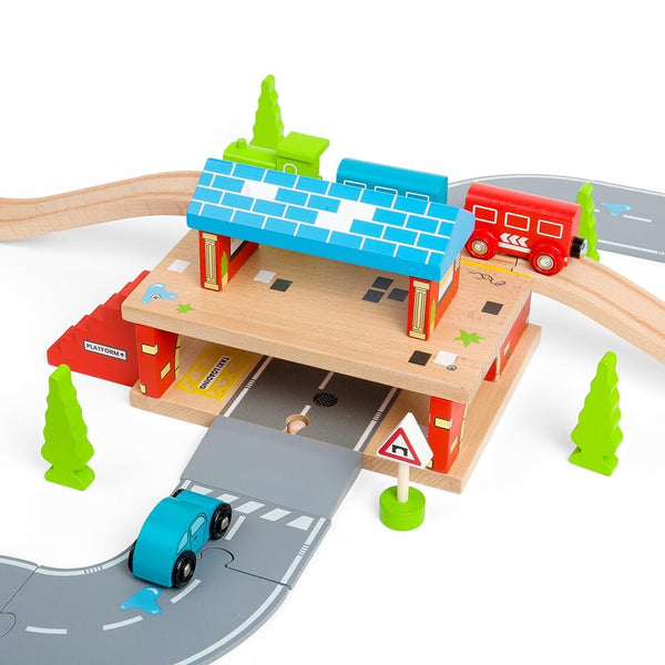 Bigjigs Rail, Overground Station, Wooden Toys, Bigjigs Train Accessories, Wooden Train Shed, Train Toys, Wooden Shed, Wooden Toys for 3 4 5 Year Olds